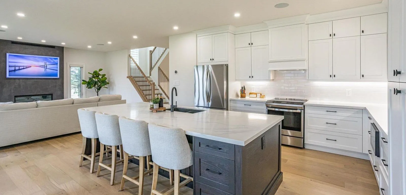 Open-concept kitchen and family room