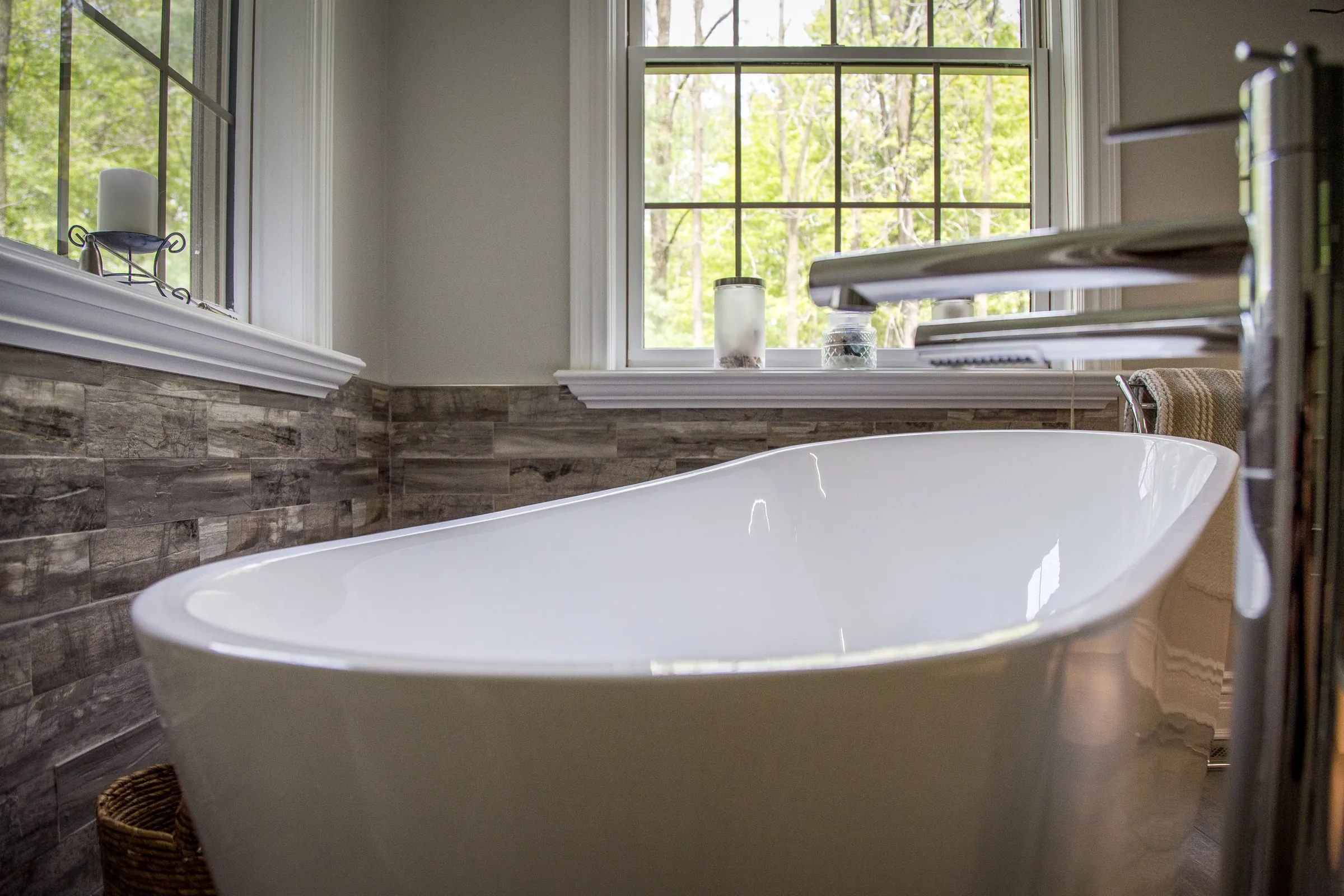 Primary bathroom with a freestanding soaker tub