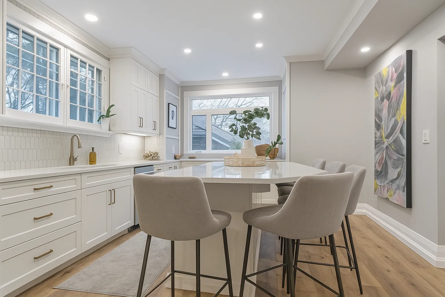 Kitchen with a farmhouse table