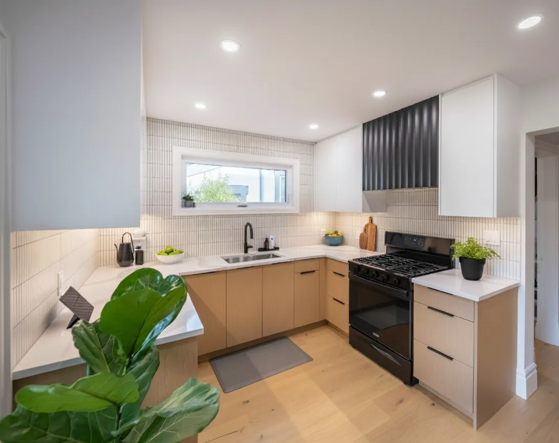 Kitchen with wood-wrapped island