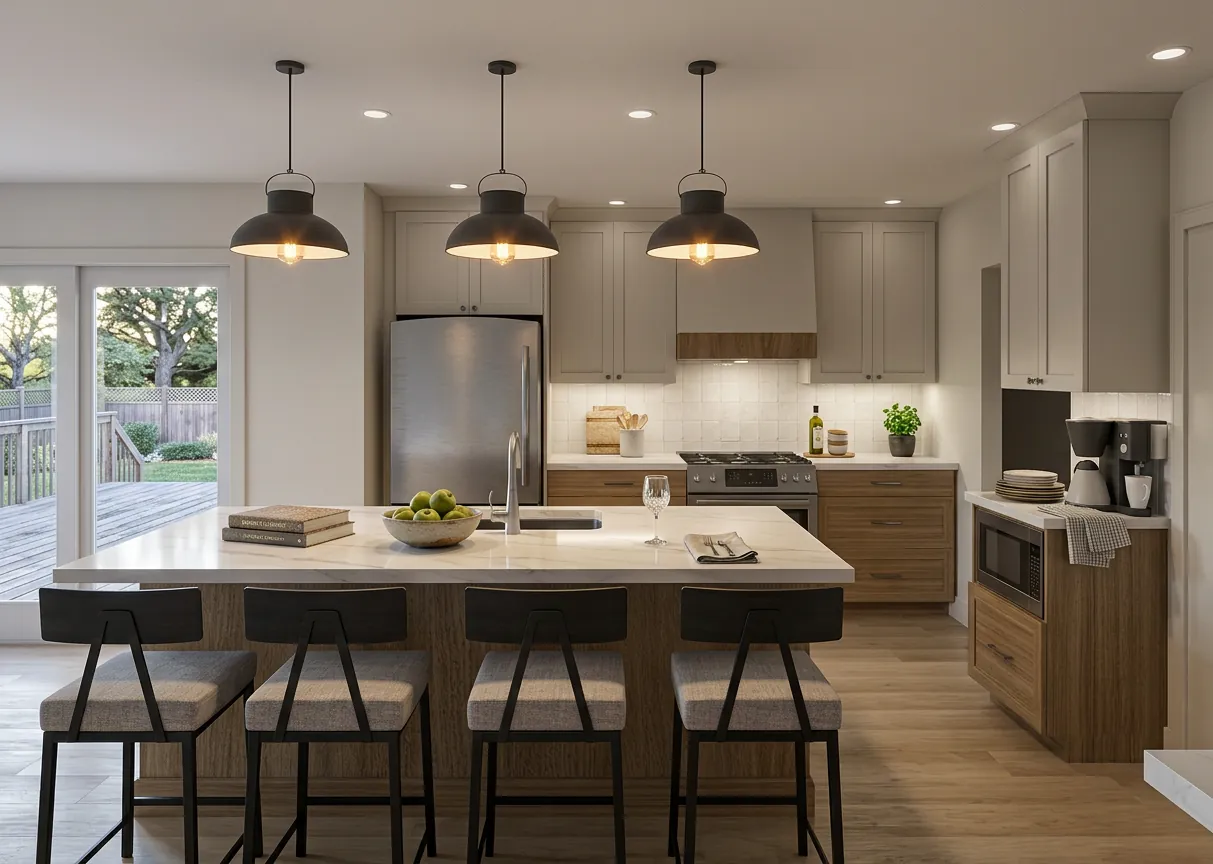 Modern kitchen with a large island in Stratford, Ontario